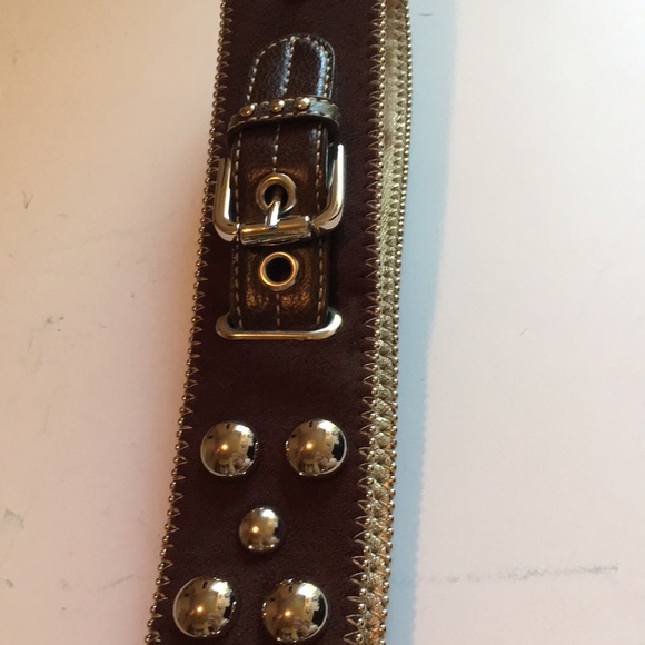 Kathy Van Zeeland Studded Belt- brown suede